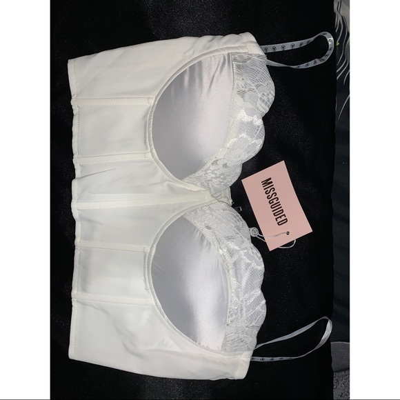 White satin lace cupped corset bodice - Picture 2 of 4